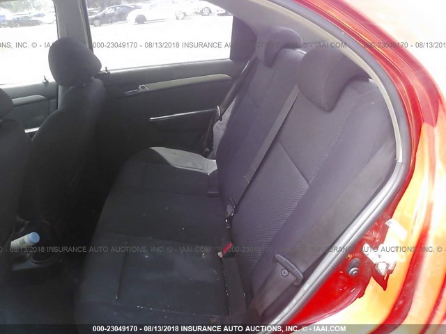 KL1TD56628B089944 - 2008 CHEVROLET AVEO LS RED photo 8