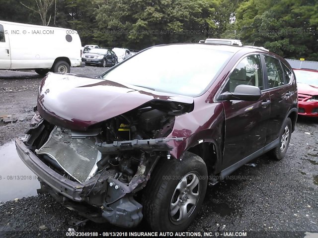 5J6RM4H31DL060305 - 2013 HONDA CR-V LX BURGUNDY photo 2