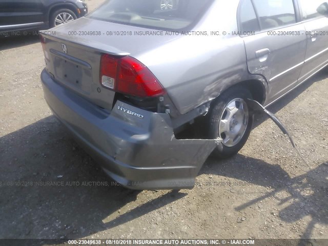 JHMES96684S012440 - 2004 HONDA CIVIC HYBRID GRAY photo 6