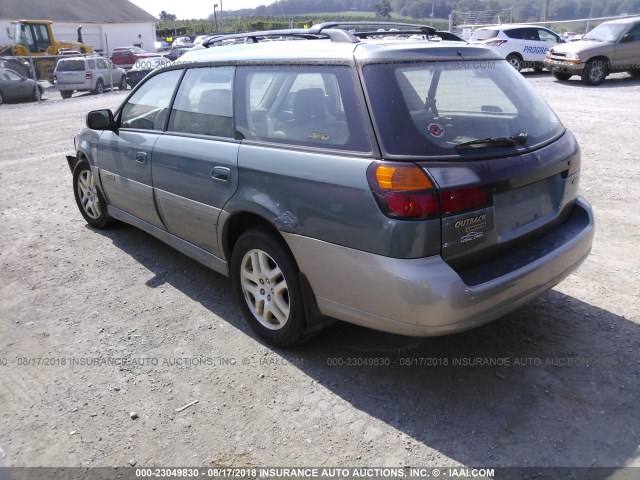 4S3BH686017675322 - 2001 SUBARU LEGACY OUTBACK LIMITED GREEN photo 3