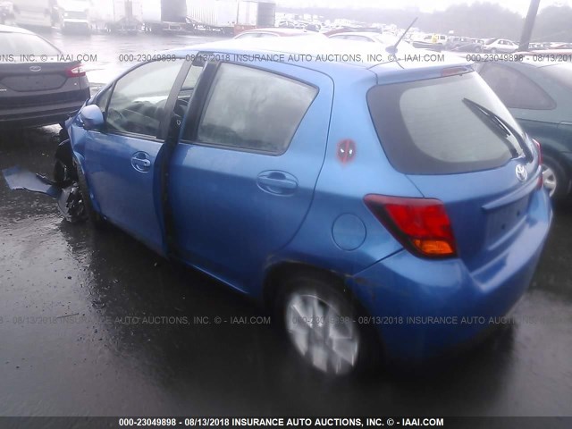 VNKKTUD3XFA052807 - 2015 TOYOTA YARIS BLUE photo 3