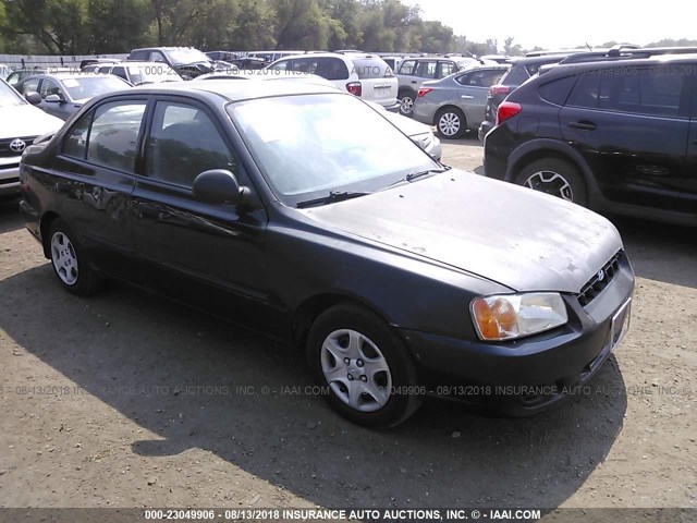 KMHCG45CX2U317469 - 2002 HYUNDAI ACCENT BLACK photo 1