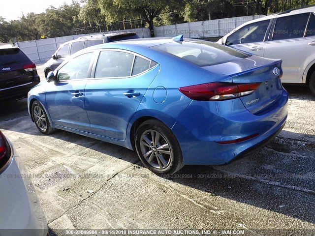 5NPD84LF6JH237114 - 2018 HYUNDAI ELANTRA SEL/VALUE/LIMITED BLUE photo 3