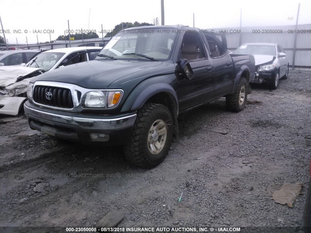5TEHN72NX2Z109204 - 2002 TOYOTA TACOMA DOUBLE CAB მწვანე ფოტო 2