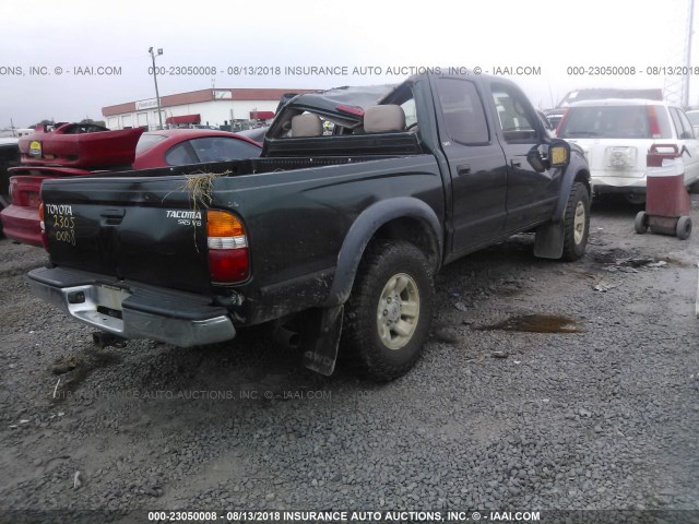 5TEHN72NX2Z109204 - 2002 TOYOTA TACOMA DOUBLE CAB მწვანე ფოტო 4