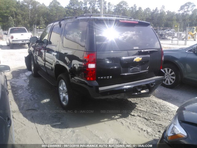 1GNSCBE00DR349642 - 2013 CHEVROLET TAHOE C1500 LT BLACK photo 3