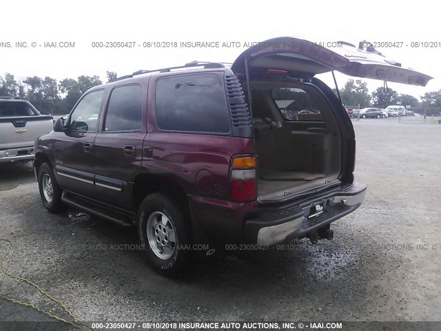 1GNEK13T71R132446 - 2001 CHEVROLET TAHOE K1500 MAROON photo 3