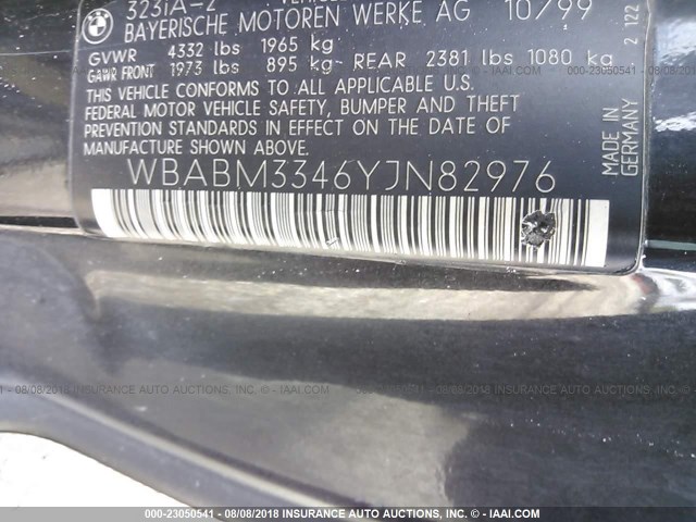 WBABM3346YJN82976 - 2000 BMW 323 CI BLACK photo 9