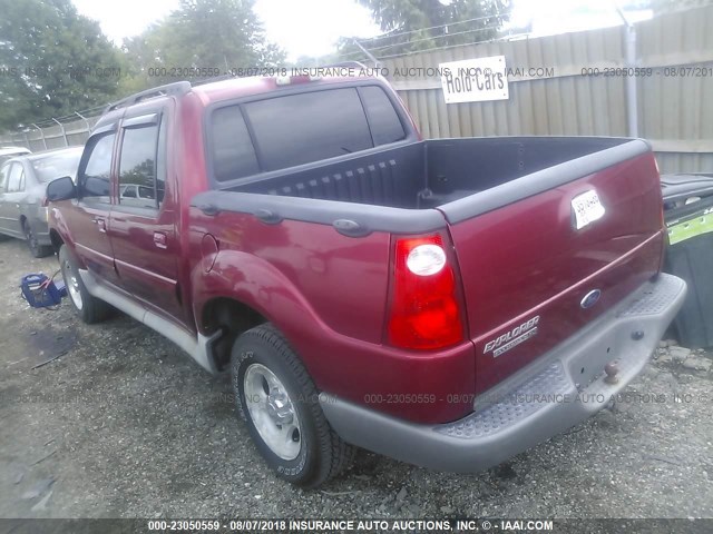 1FMZU77E23UA73272 - 2003 FORD EXPLORER SPORT TR  RED photo 3