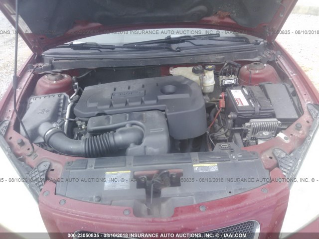 1G2ZF58B474187128 - 2007 PONTIAC G6 VALUE LEADER/BASE RED photo 10