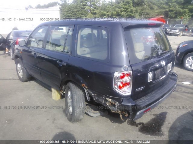 2HKYF18116H552171 - 2006 HONDA PILOT LX BLACK photo 3