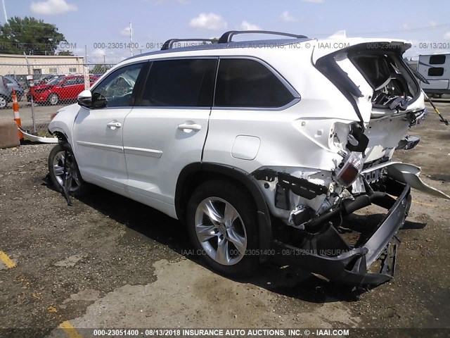 5TDDKRFH5FS134246 - 2015 TOYOTA HIGHLANDER LIMITED/LTD PLATINUM WHITE photo 3