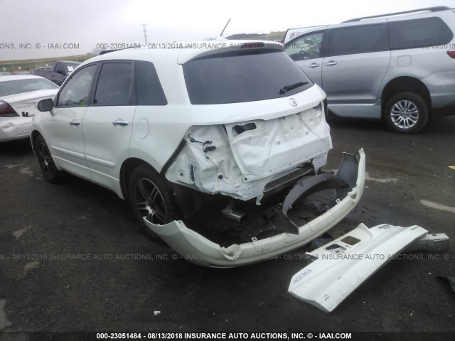 5J8TB185X7A015575 - 2007 ACURA RDX TECHNOLOGY WHITE photo 3