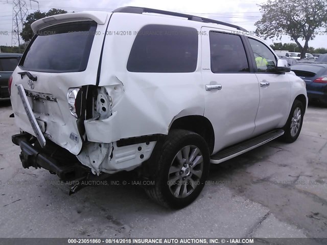 5TDZY67A78S013239 - 2008 TOYOTA SEQUOIA PLATINUM WHITE photo 4