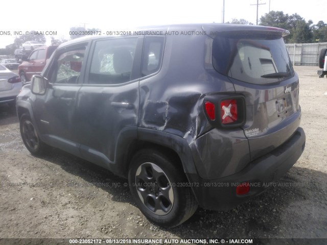 ZACCJAAT9GPD42463 - 2016 JEEP RENEGADE SPORT GRAY photo 3