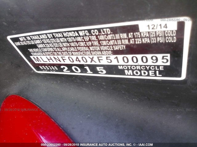 MLHNF040XF5100095 - 2015 HONDA NSS300 RED photo 10