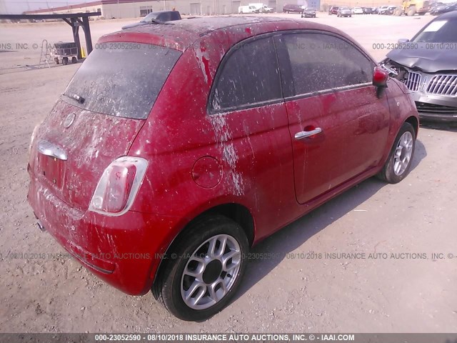 3C3CFFAR2CT213894 - 2012 FIAT 500 POP RED photo 4