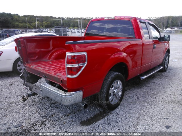 1FTFX1CF7BFC43901 - 2011 FORD F150 SUPER CAB RED photo 4