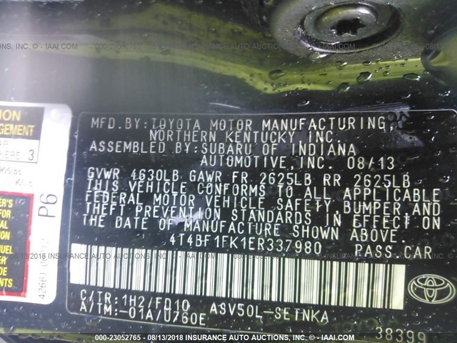 4T4BF1FK1ER337980 - 2014 TOYOTA CAMRY L/SE/LE/XLE Qara foto 9