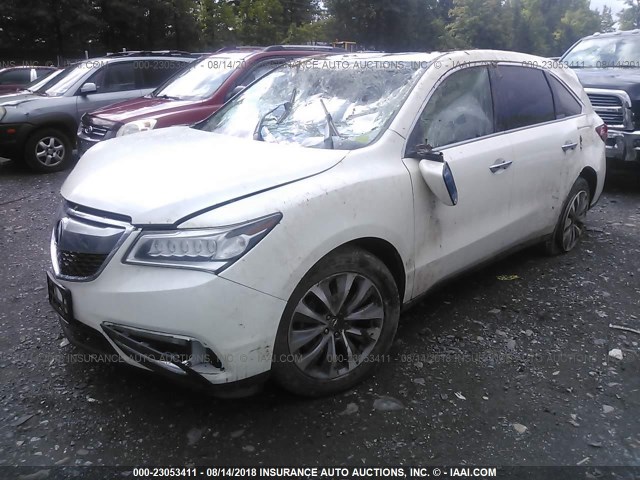 5FRYD4H47GB040155 - 2016 ACURA MDX TECHNOLOGY WHITE photo 2