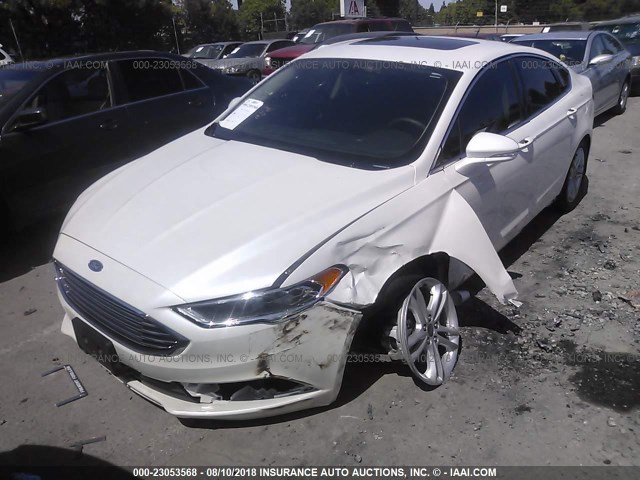 3FA6P0LU3JR177315 - 2018 FORD FUSION SE HYBRID WHITE photo 2