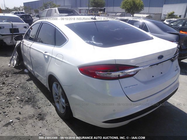 3FA6P0LU3JR177315 - 2018 FORD FUSION SE HYBRID WHITE photo 3