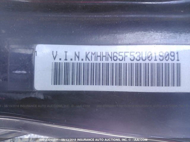 KMHHN65F53U019091 - 2003 HYUNDAI TIBURON GT BLACK photo 9