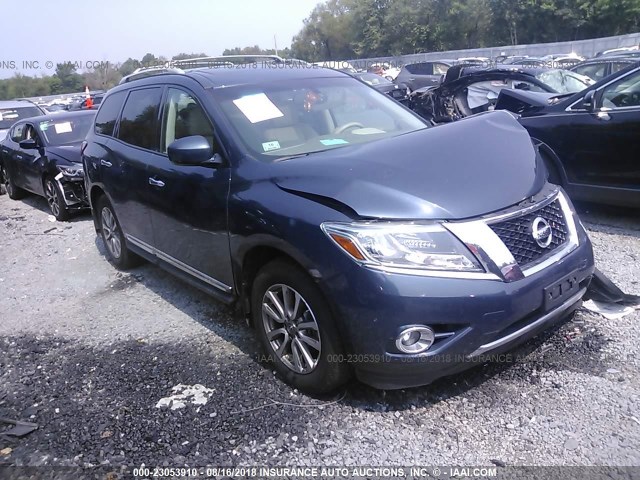 5N1AR2MM1EC724705 - 2014 NISSAN PATHFINDER S/SV/SL/PLATINUM BLUE photo 1