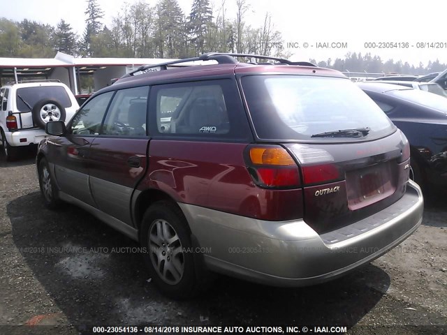 4S3BH665137639796 - 2003 SUBARU LEGACY OUTBACK RED photo 3
