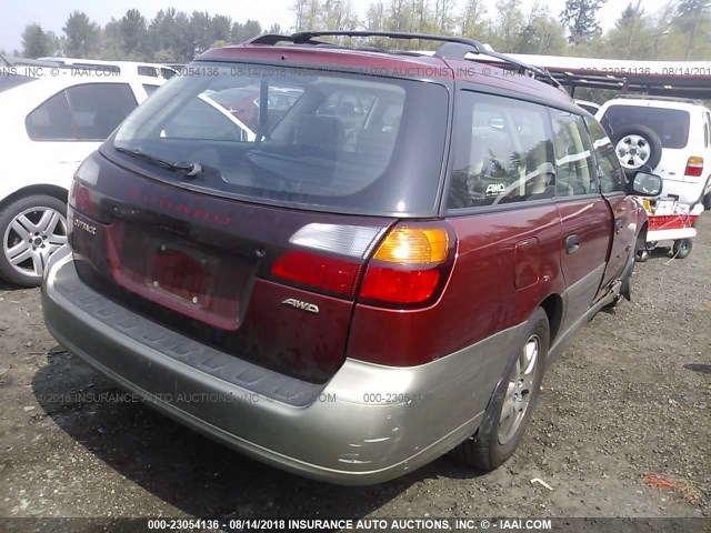 4S3BH665137639796 - 2003 SUBARU LEGACY OUTBACK RED photo 4