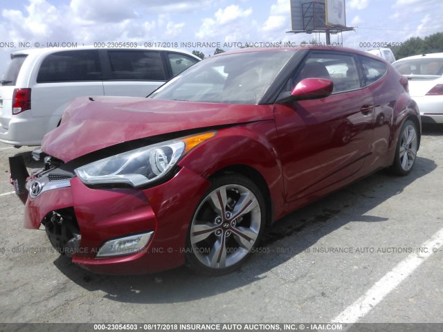 KMHTC6AD9CU077631 - 2012 HYUNDAI VELOSTER RED photo 2