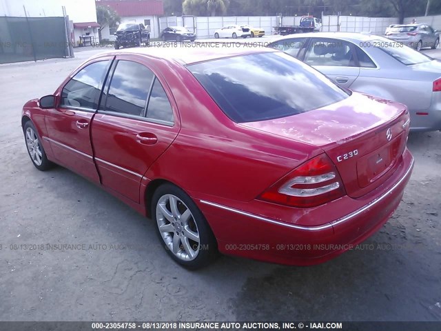 WDBRF40J73F430159 - 2003 MERCEDES-BENZ C 230K SPORT SEDAN RED photo 3