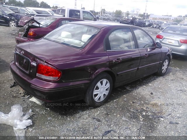 KMHWF25S33A822607 - 2003 HYUNDAI SONATA GL BURGUNDY photo 4