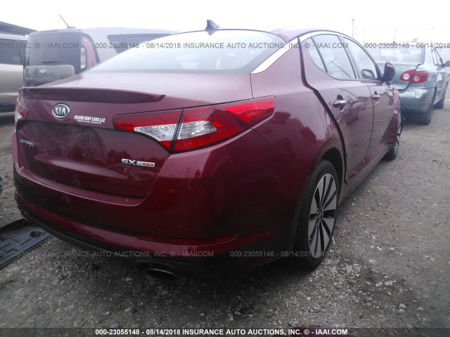 KNAGR4A61B5134324 - 2011 KIA OPTIMA SX RED photo 4