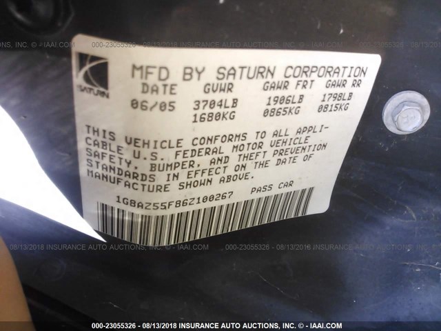 1G8AJ55F87Z200989 - 2007 SATURN ION LEVEL 2 黑色 照片 9