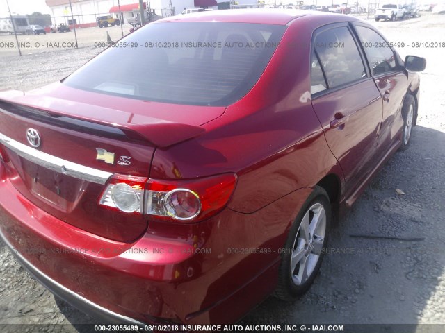 2T1BU4EE6BC653868 - 2011 TOYOTA COROLLA S/LE RED photo 4