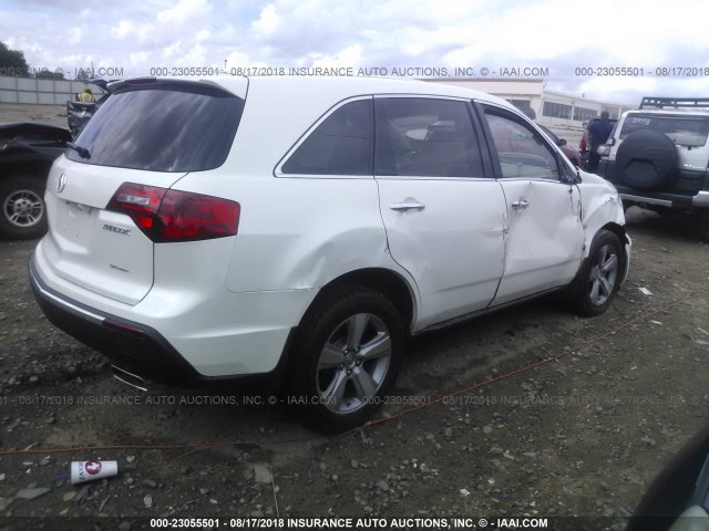 2HNYD2H6XBH529444 - 2011 ACURA MDX TECHNOLOGY WHITE photo 4