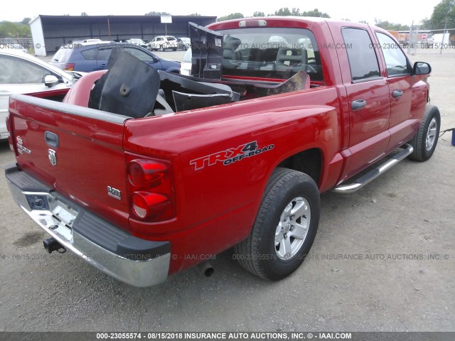 1D7HW48N36S516381 - 2006 DODGE DAKOTA QUAD SLT RED photo 4