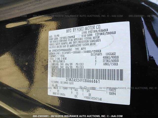 2FMZA5249XBA66861 - 1999 FORD WINDSTAR SE BLACK photo 9