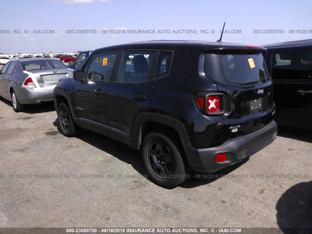 ZACCJBAT7GPD34528 - 2016 JEEP RENEGADE SPORT BLACK photo 3