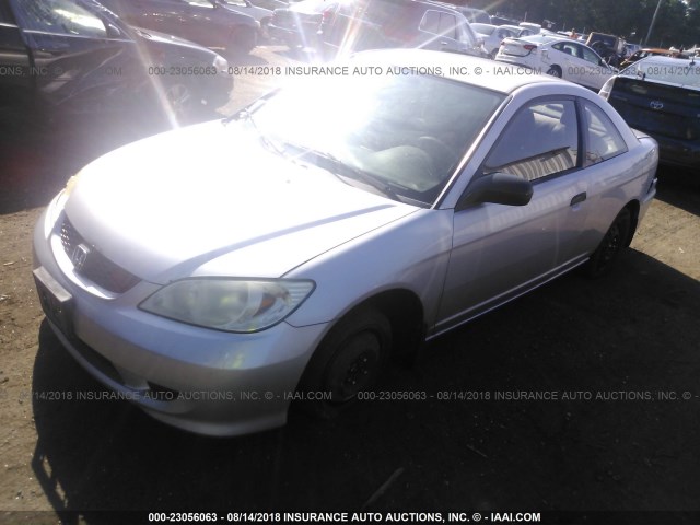 1HGEM21135L065588 - 2005 HONDA CIVIC DX VP SILVER photo 2