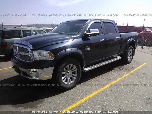 1C6RR7WT1DS689765 - 2013 RAM 1500 LONGHORN Dark Blue photo 2