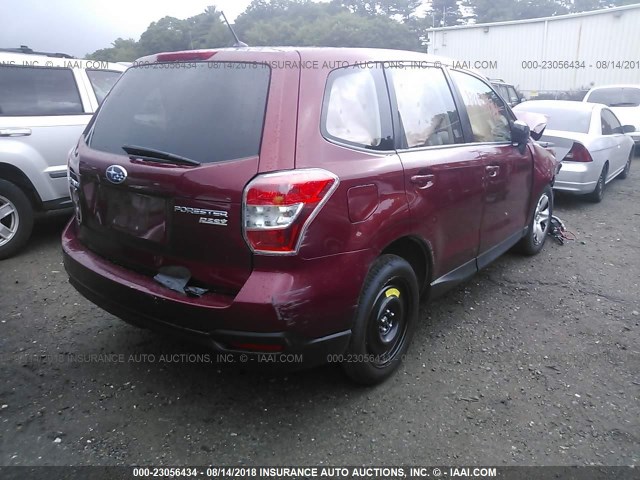 JF2SJAAC6FH818526 - 2015 SUBARU FORESTER 2.5I RED photo 4