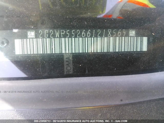 2G2WP552661218569 - 2006 PONTIAC GRAND PRIX BLACK photo 9