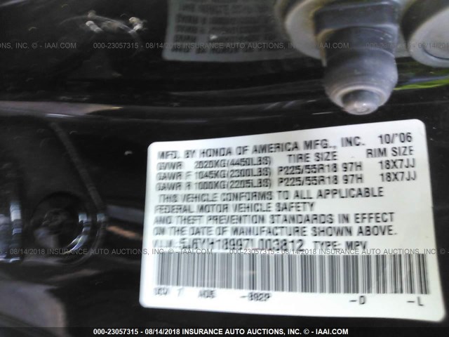 5J6YH18997L003812 - 2007 HONDA ELEMENT SC BLACK photo 9