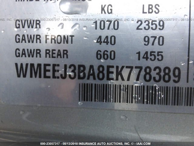 WMEEJ3BA8EK778389 - 2014 SMART FORTWO PURE/PASSION WHITE photo 9