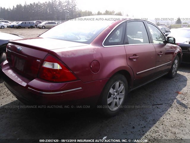 1FAFP24185G125773 - 2005 FORD FIVE HUNDRED SEL MAROON photo 4