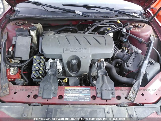 2G2WP552681134688 - 2008 PONTIAC GRAND PRIX RED photo 10