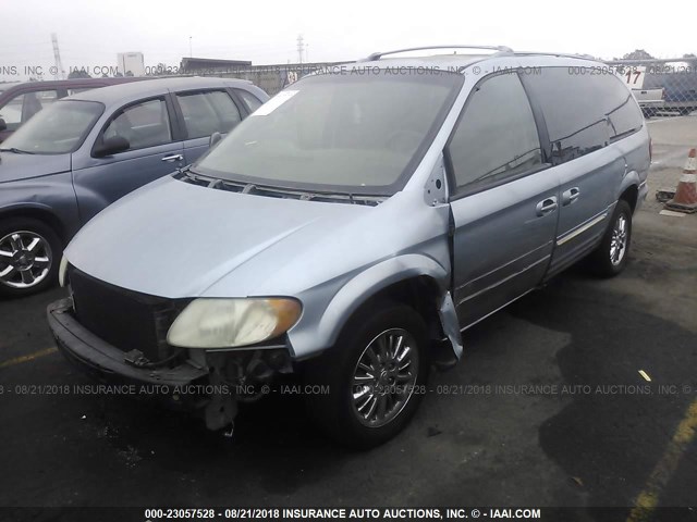 2C8GP64L83R225499 - 2003 CHRYSLER TOWN & COUNTRY LIMITED Light Blue photo 2