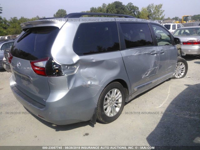 5TDYK3DC4FS662544 - 2015 TOYOTA SIENNA XLE/LIMITED GRAY photo 4